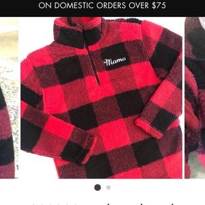 Mama buffalo plaid Sherpa